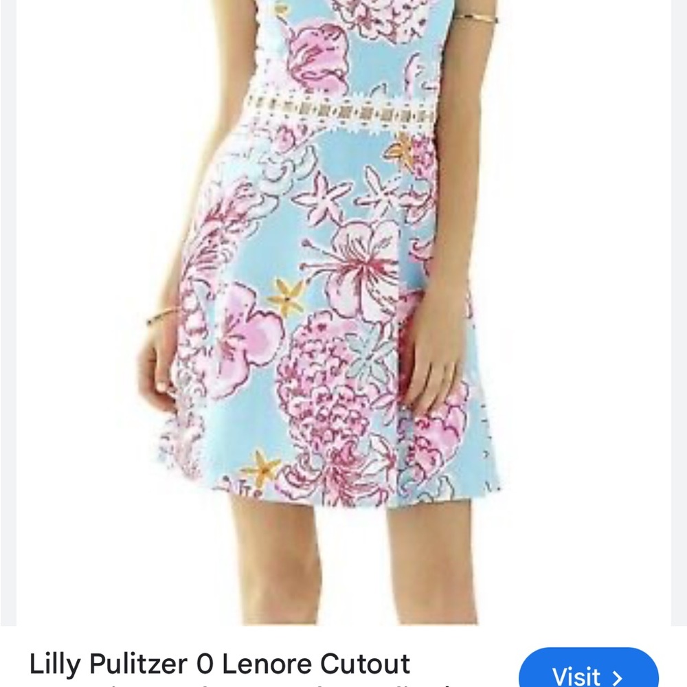 Lilly Pulitzer Blue & Pink Floral Lenore Cutout Dress